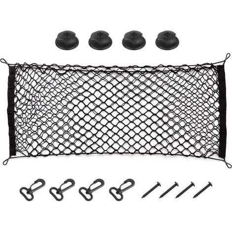 Red de almacenamiento elástica ajustable para maletero de coche, organizador de maletero, ajuste universal para coches, vehículos y SUV (90 x 40 cm) - Crezuo