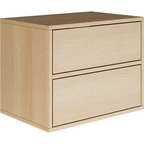Selsey FRAMME – Comodino sospeso con 2 cassetti – effetto legno rovere – 50 cm