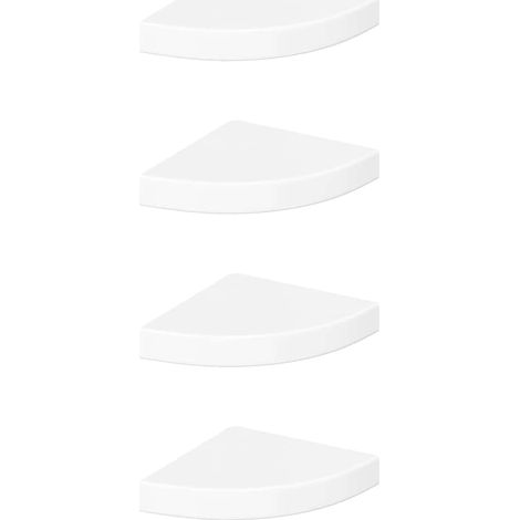 vidaXL Floating Corner Shelves 4 pcs High Gloss White 25x25x3,8 cm MDF
