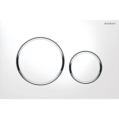 Plaque de commande WC Geberit Sigma20 – Déclenchement frontal – Double touche – Montage sans outil – Résistante aux rayures – Blanc chromé (1/4)