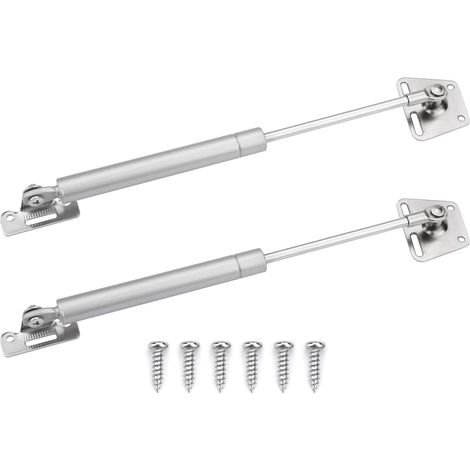 Gasfedern (2er-Set), Rückholfedern, Scharnierfedern, Soft-Close-Scharniere, geeignet für Küchenmöbelscharniere, Schranktüren, Spielzeugkisten, robuste Deckel, silberfarbene Ausführung.