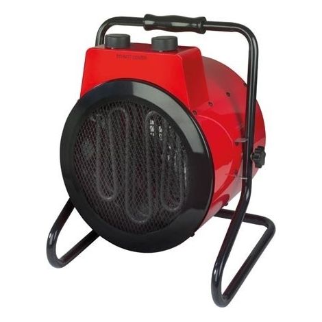 Perel – Chauffage soufflant électrique 3000W – 2 niveaux de chaleur – Thermostat intégré – Protection IP24 – Compact et portable pour ateliers jusqu'à 123 m³