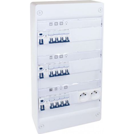 Eurohm – Coffret électrique monté-câblé 39 modules – 3 rangées – Installation monophasée – Plastique anti-UV – Pour logements T3/T4 (1/2)