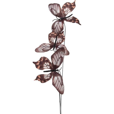 Branche Décorative avec Papillons en Textile Marron pour Intérieur 10 x 10 x 65 cm - PANGIVO (1/2)