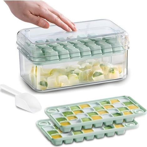 Vaschette per cubetti di ghiaccio Primaoace, contenitori per cubetti di ghiaccio con coperchio e pattumiere per i rifiuti (1/4)