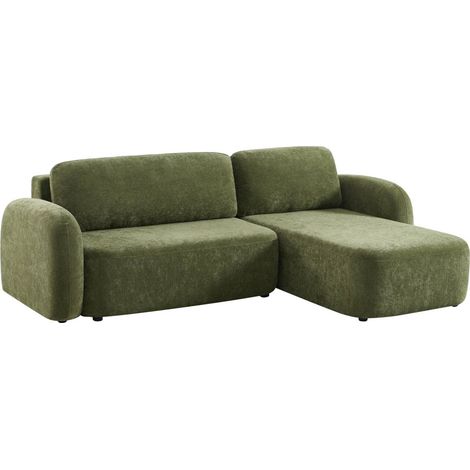sweeek - 3-Sitzer Ecksofa mit Schlaffunktion, Stoffbezug und beidseitig montierbarer Recamiere (1/5)