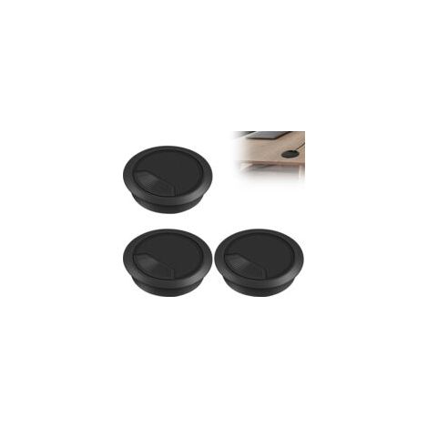Lot de 3 œillets de Bureau, Passe Cable Bureau, 60mm Cache Cable Bureau, Couverture de Trou de Câble de Bureau d'ordinateur, Organiseur de Fil pour la Maison et Le Bureau(Noir) (1/5)