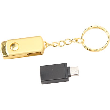 Schneller USB 2.0-Stick mit USB-auf-Typ-C-Adapter für Laptops und Tablets, goldfarben, 8 GB (1/5)
