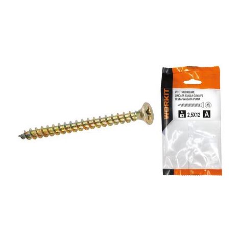 VITE TRUCIOLARE TSP ZINCATA GIALLA SELF WORKIT - CAVA PZ FILETTO INTERO MM 3,5X12 CF=PZ 56- 5 confezioni