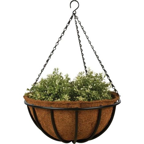 Hanging Basket avec Structure en métal, Ø 35 cm, avec Insert Coco, Hauteur 13 cm, avec chaîne de Suspension-Fei Yu