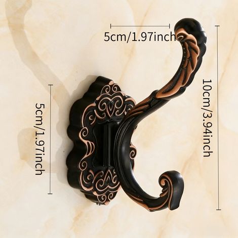 Ensemble de trois crochets noirs antiques avec motif queue de phénix, finition vintage et fixations à vis. Crochets muraux polyvalents adaptés pour suspendre des serviettes, des clés, des sacs, des ch (1/5)