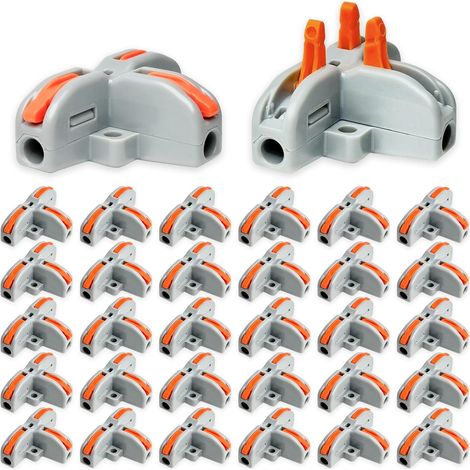32 Pack Lever Wire Connector, Compact T-Shape Conductor Connector, 3 Way Quick Splitter, AWG 28-12, Orange (1/5)