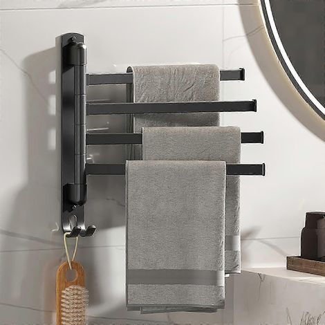 Porte-serviettes mural en acier inoxydable pour salle de bain, pivotant à 180° (1/5)