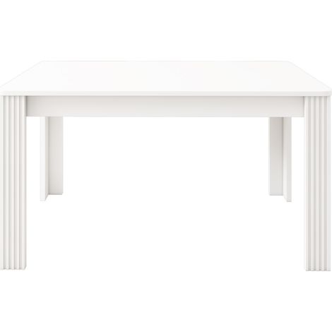 Table à manger moderne en chêne blanc, rectangulaire, robuste avec 4 pieds, table de salle à manger et salon, design épuré, meuble cuisine au quotidien (1/5)