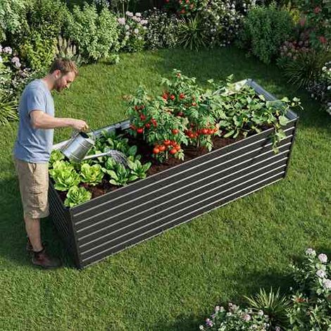BIRCHTREE Metal Raised Garden Bed Outdoor Steel Planter 238×80×82 cm Extra Tall & Long Box (1/5)