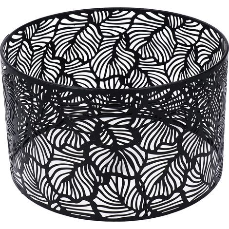 Ortviai Abat-jour en fer noir moderne – 25 cm, compatible E14 et E27, design ajouré décoratif