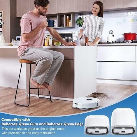 Accessoires pour Roborock Qrevo Curv, Qrevo Edge Aspirateur,2 Brosses Principales,2 Filtres HEPA,6 Sacs à Poussière,4 Lingettes,4 (1/3)