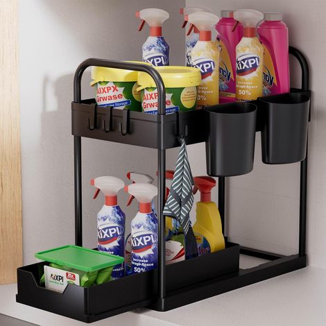 Etagere Sous Evier Double Tiroir Noir (1/5)
