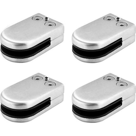 Pinces à verre en acier inoxydable, support de fixation plat réglable, pour rampe d'escalier, argent, 5,4 x 3,3 x 2 cm (1/5)