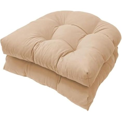 Lot de 2 coussins en forme de U pour canapé, coussin de chaise de rechange en rotin, coussin de siège en osier, coussin de chaise pour intérieur/extérieur, Khaki 4848CM (1/4)