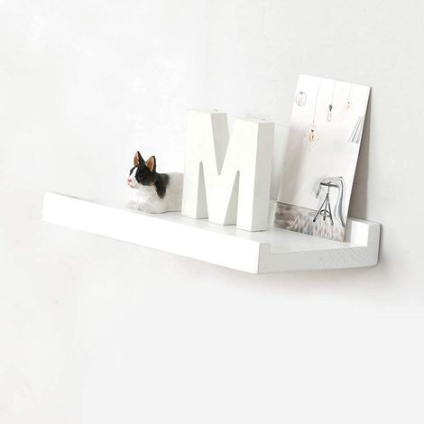 Étagère Murale, 30cm Étagère Flottante en Bois de chêne Massif, Blanc Etagere Bois pour Salon, Cuisine, Chambre, Salle de Bain (1/5)