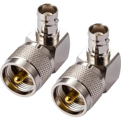 CB Funk Adapter PL 259 UHF Stecker auf BNC Buchse rechtwinkliger 90-Grad-Antennenadapter für CB-Antenne Amateurfunk Walkie Talkie Handfunkgerät Funkgerät SO 239 Koax (2 Stück) (1/5)