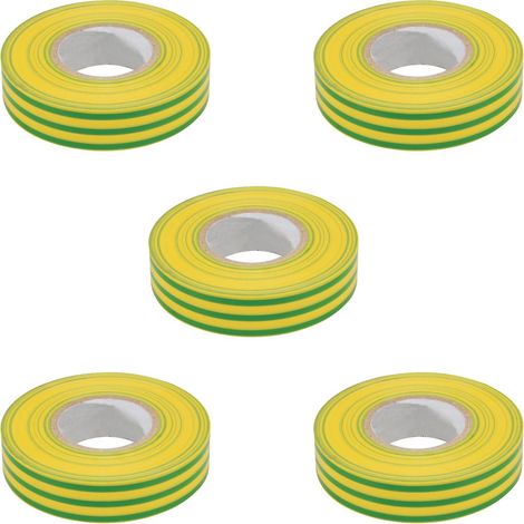 Dapetz ® Electrical Insulation Tape 18mm x 33m – Strong PVC Adhesive Water-Resistant & Flame Retardant Professional & DIY Use Green & Yellow 5 Roll