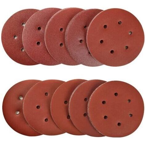 100 Pièces 150mm disques abrasifs Disque de Ponçage Disques Abrasifs 40,80,120,180,320,600,800,1000,1500,2000 Grain Idéal pour Poncer/Polir/Dérouiller pour ponceuse excentrique de 6 trous (1/5)