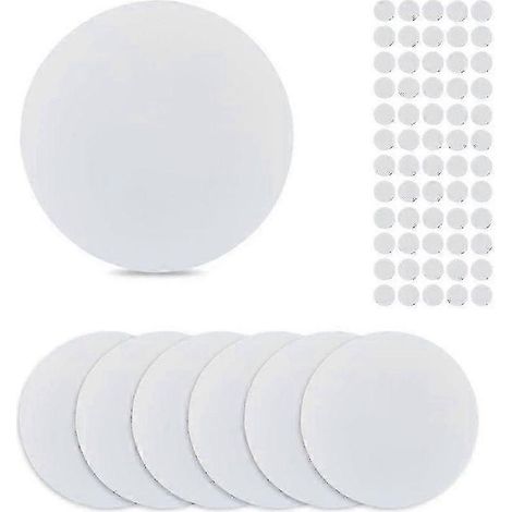 Lot de 8 plaques de recouvrement murales plates en plastique (diamètre env. 15 cm / 5,98") avec 60 autocollants – PVC rond finition givrée, anti-poussière (1/4)