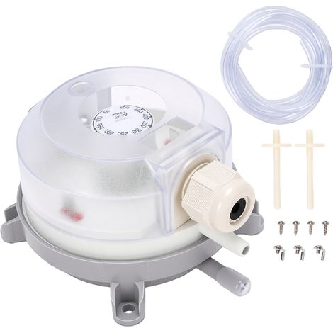 Micro-interrupteur de pression différentielle pour le contrôle du débit d'air dans les systèmes CVC des fours à gaz, 50-500 PA, blanc, version améliorée. (1/5)