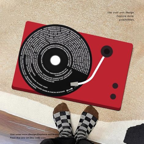 LAN Disque vinyle - 12 pouces 5080cm (terre de diatomées) Tapis de sol rétro en terre de diatomées, inspiré des cassettes audio et des disques vinyles. Tapis de salle de bain antidérapant, tapis de po (1/5)