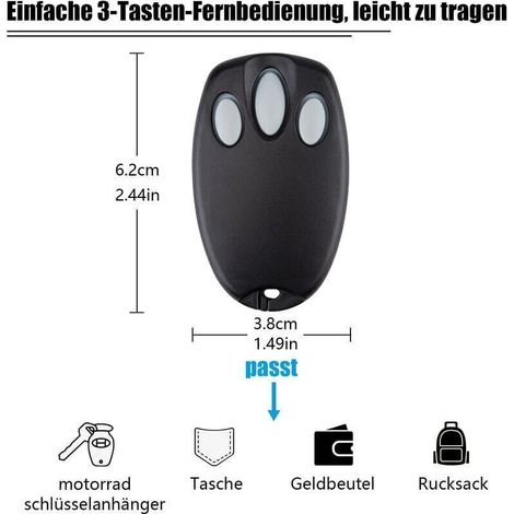 Lot de 2 émetteurs de porte de garage portatifs de remplacement pour Chamberlain Liftmaster Motorlift 94335E 84335E ML700 ML500 ML850 Merlin+ C945 C840 Security+ 433,92 MHz TRIMEC (1/3)