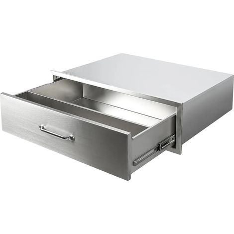 Tiroir de rangement pour cuisine extérieure, design encastré, construction en métal durable, Acier Inoxydable (1/2)