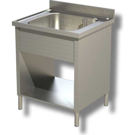 Plonge Inox 1 Bac avec Etagère et Panneaux Latéraux - Gamme 600 - Ristopro