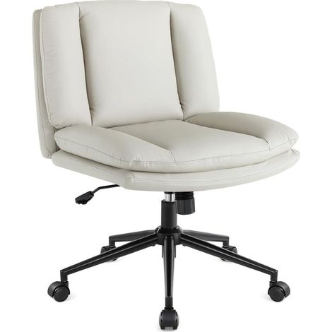 Bürostuhl ohne Armlehne, höhenverstellbar, breites Sitzkissen, hellgrau (1/5)