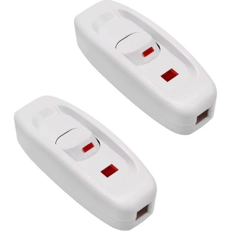 Lot de 2 interrupteurs à bascule marche/arrêt 250 V CA 10 A pour lampe de bureau avec indicateur LED blanc (1/5)