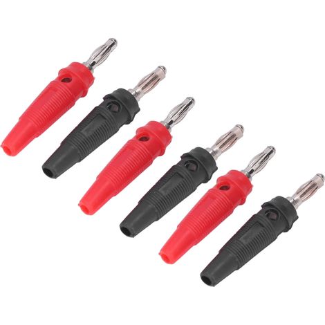 Lot de 10 fiches bananes rouges et noires de 4 mm en laiton nickelé pour appareils électriques et ordinateurs (1/5)