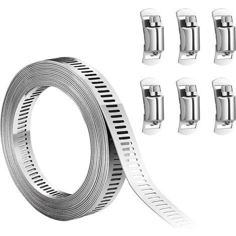 Colliers de Serrage Inox 304 (3m) - Colliers Réglables pour Tuyaux - Fixation et Serrage Facile avec Vis sans Fin - Pack de 3