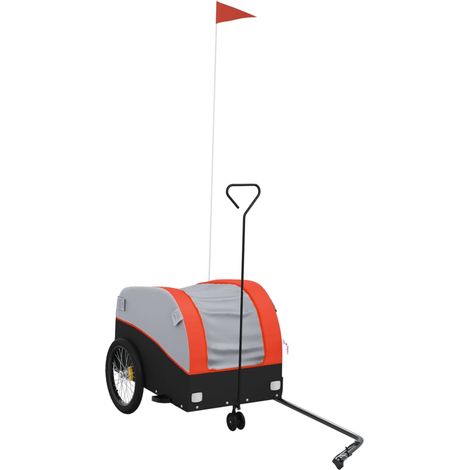 Remorque de vélo noir et orange 30 kg fer