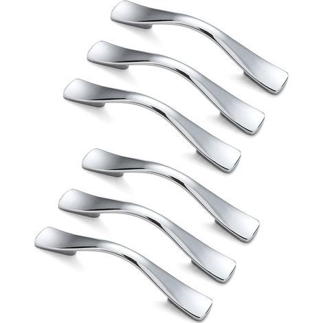 YMYNY 6er-Pack Möbelgriffe, 128 mm Lochabstand, Küchengriffe, silberne Schrankgriffe, polierte Chromgriffe für Küchenschränke (1/5)