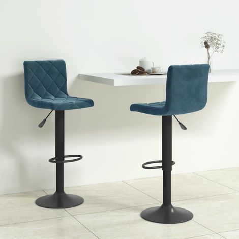 Barhocker 2 Stk. Blau Samt vidaXL (1/5)