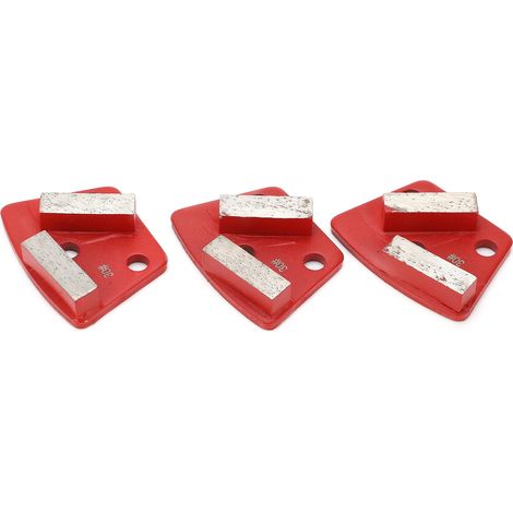 Lot de 3 patins de meulage diamantés trapézoïdaux pour béton, 2 dents longues, rouges, n° 30 (1/5)