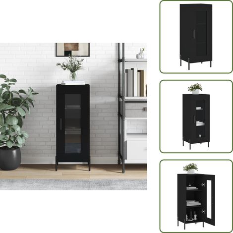 Buffet Noir 34,5x34x90 cm Bois d'ingénierie - Buffet Noir - Meuble De Rangement - Armoire Design - Commode Moderne - Mobilier Salon (1/5)