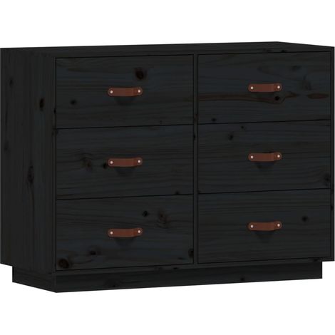 Aparador buffet cómoda armario mueble organizador cocina salón salón 100 x 40 x 75 cm madera maciza de pino negro 020035809
