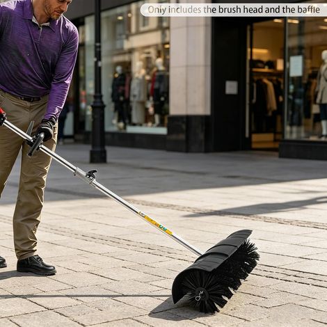 Sweeper Broom Brush Attachment with Baffle Set Replacement Accessory, Power Sweeper Brush Attachment & Debris Baffle Kit Outdoor Sweeping Head for Power Sweeper Fit 2.5cm Diameter Shaft (1/5)