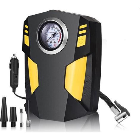 12V Compresseur à Air Portable Gonfleur Analogique 150PSI 30L/MIN Pompe de pneu de Voiture Allume Cigare Electrique Pompe A Velo (1/4)
