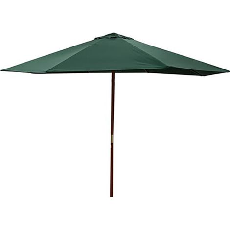 Ombrellone grande cm 350 tessuto forte 180gr x mq verde con 8 stecche e palo in legno mm48 per interno esterno giardino terrazza (1/5)