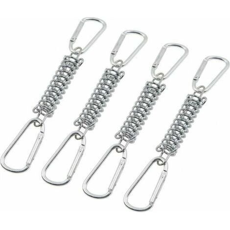 Befestigungsset mit Spannfederschlaufe für Sonnensegel – Zubehör aus Edelstahl mit 4 Spiralfedern und 8 Karabinerhaken für Zelte, Markisen und Camping, 4-teilig, SEMAket