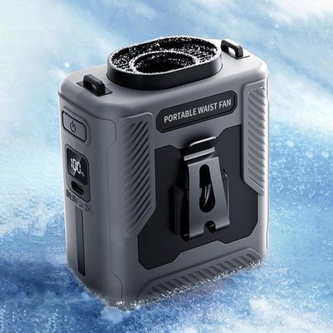 Ventilatore portatile da cintura con clip per camicia,6000 mAh,autonomia massima di 40 ore,100 velocità,viaggi e per i lavoratori edili (grigio) (1/5)
