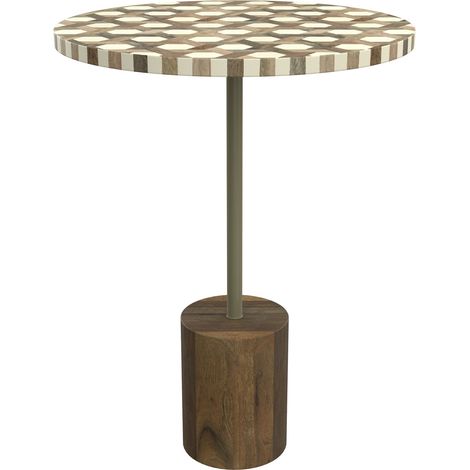 Table d'appoint ronde en bois de manguier et résine  D45 cm - SLIMI